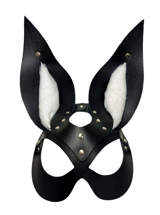 Черная маска зайки с белым мехом на ушках Miss Bunny - БДСМ Арсенал - купить с доставкой в Красногорске