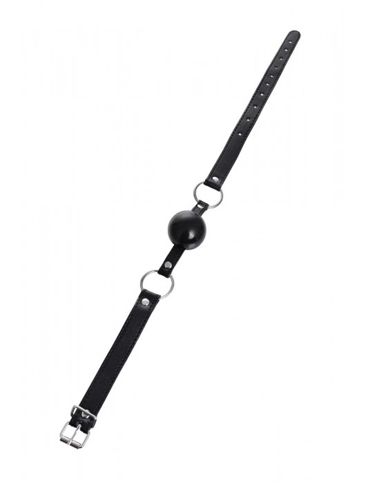 Черный кляп-шар на кожаных ремешках Anonymo - ToyFa - купить с доставкой в Красногорске