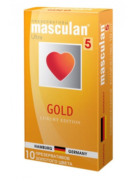 Презервативы Masculan Ultra Gold с золотым напылением и ароматом ванили - 10 шт. - Masculan - купить с доставкой в Красногорске