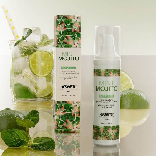 Разогревающее массажное масло с ароматом мохито Gourmet Mint Mojito - 50 мл. - Exsens - купить с доставкой в Красногорске