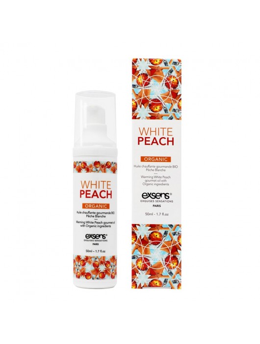 Разогревающее массажное масло Gourmet White Peach Organic с органическими ингредиентами - 50 мл. - Exsens - купить с доставкой в Красногорске
