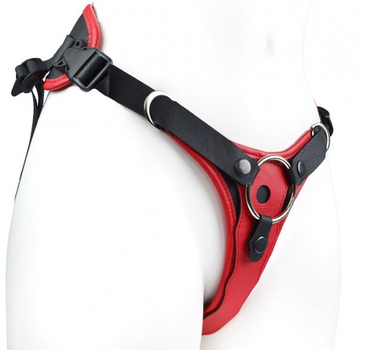 Красно-черный женский пояс с 2 способами крепления насадок - LOVETOY (А-Полимер) - купить с доставкой в Красногорске