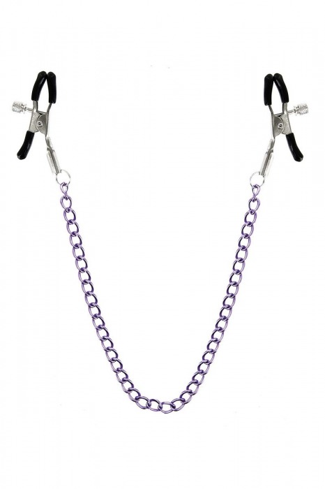 Зажимы для сосков с фиолетовой цепочкой Sweet Caress Nipple Chain - Sweet Caress - купить с доставкой в Красногорске