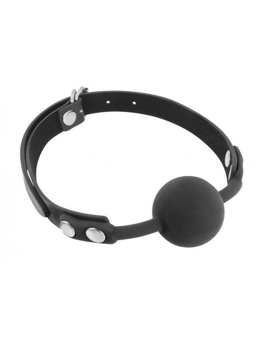Черный силиконовый кляп-шарик на ремешках - Fetish Tentation - купить с доставкой в Красногорске