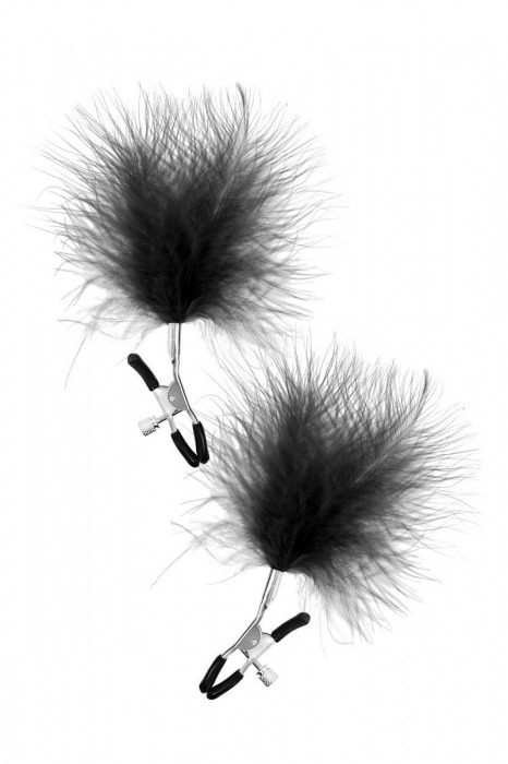 Зажимы на соски с черными пуховыми кисточками Sweet Caress Feather Nipple Clumps - Sweet Caress - купить с доставкой в Красногорске
