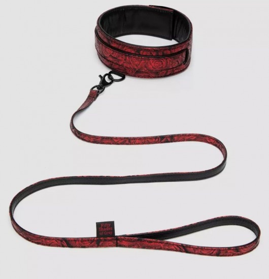 Стильный ошейник с поводком Reversible Faux Leather Collar and Lead - Fifty Shades of Grey - купить с доставкой в Красногорске