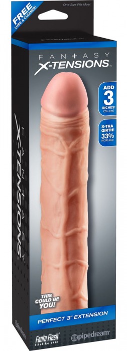 Телесная удлиняющая насадка Perfect 3 Extension - 22 см. - Pipedream - в Красногорске купить с доставкой