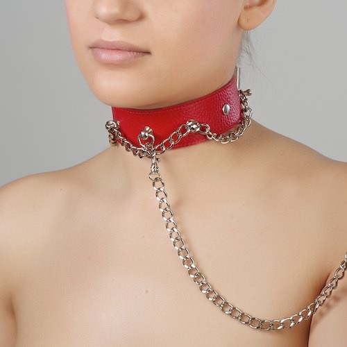 Красный ошейник из натуральной кожи - Sitabella - купить с доставкой в Красногорске