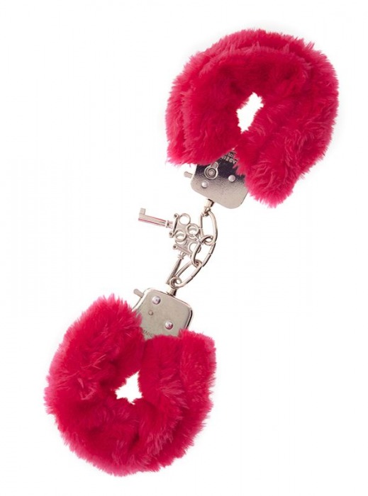 Металлические наручники с красной меховой опушкой METAL HANDCUFF WITH PLUSH RED - Dream Toys - купить с доставкой в Красногорске
