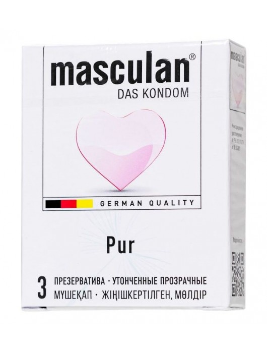 Супертонкие презервативы Masculan Pur - 3 шт. - Masculan - купить с доставкой в Красногорске