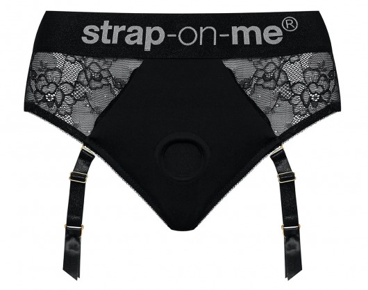 Черные трусики для насадок Diva Lingerie Harness - size S - Strap-on-me - купить с доставкой в Красногорске