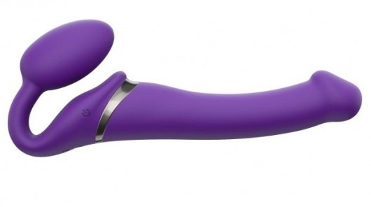 Фиолетовый безремневой вибрострапон Vibrating Bendable Strap-On - size L - Strap-on-me - купить с доставкой в Красногорске