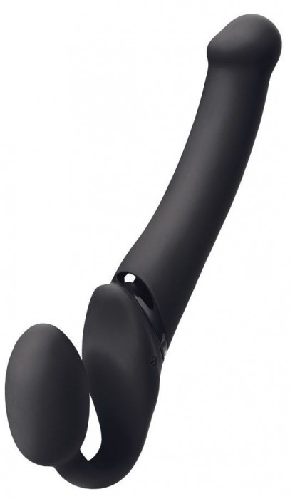 Черный безремневой вибрострапон Silicone Bendable Strap-On - size XL - Strap-on-me - купить с доставкой в Красногорске