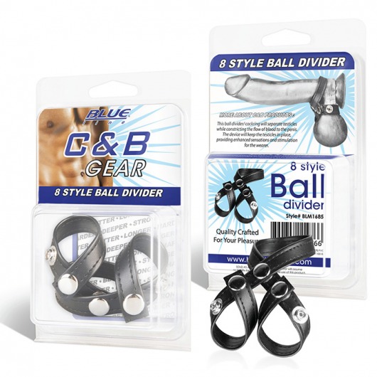 Разделитель мошонки из искусственной кожи на клепках 8 STYLE BALL DIVIDER - BlueLine - купить с доставкой в Красногорске