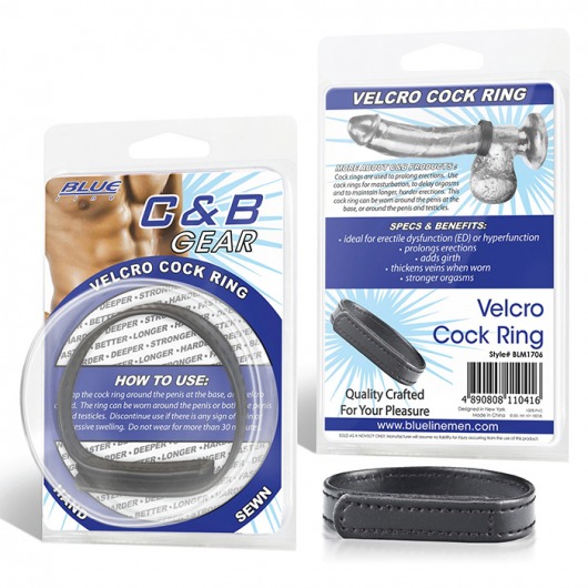Кольцо на пенис из искусственной кожи на липучке VELCRO COCK RING - 5 см. - BlueLine - в Красногорске купить с доставкой