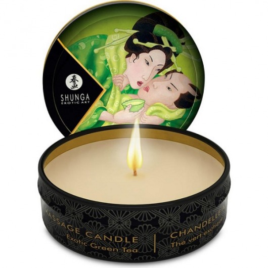 Массажная свеча Exotic Green Tea с ароматом зелёного чая - 30 мл. - Shunga - купить с доставкой в Красногорске