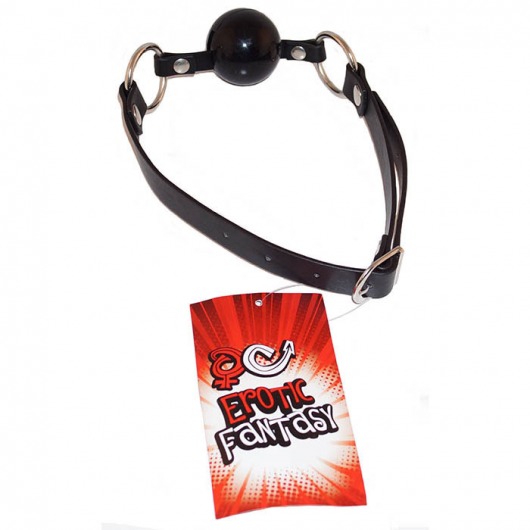 Силиконовый черный кляп-шарик на ремне Black Ballgag - Erotic Fantasy - купить с доставкой в Красногорске