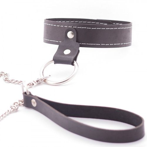 Узкий однослойный ошейник с поводком - Crazy Handmade - купить с доставкой в Красногорске