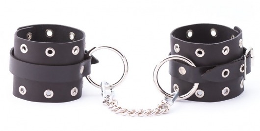 Черные кожаные оковы с люверсами - Crazy Handmade - купить с доставкой в Красногорске