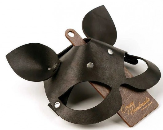 Черная кожаная маска  Кошка  с маленькими ушками - Crazy Handmade - купить с доставкой в Красногорске