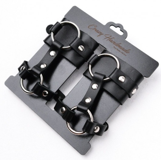 Черные наручники с креплением на кисть руки - Crazy Handmade - купить с доставкой в Красногорске
