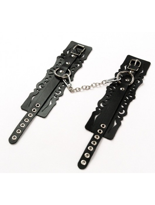 Узорчатые кожаные оковы с регулируемыми ремешками - Crazy Handmade - купить с доставкой в Красногорске