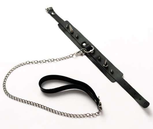 Черный ошейник с шипами и поводком - Crazy Handmade - купить с доставкой в Красногорске