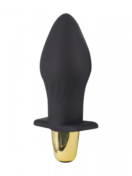 Черная силиконовая анальная пробка с вибрацией - 10,5 см. - Свободный ассортимент