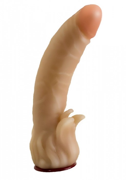 Телесная гелевая насадка-фаллос с клиторальными лепестками - 18,5 см. - LOVETOY (А-Полимер) - купить с доставкой в Красногорске