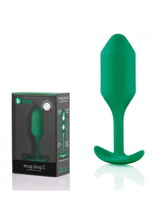 Зеленая пробка для ношения B-vibe Snug Plug 2 - 11,4 см. - b-Vibe