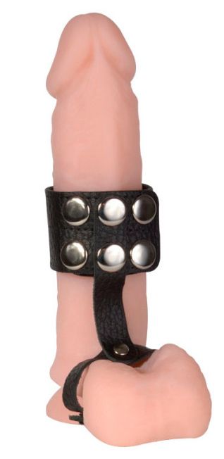 Чёрный поводок на пенис из натуральной кожи - Sitabella - купить с доставкой в Красногорске