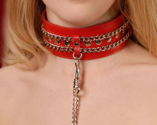 Красный ошейник с цепочками - Sitabella - купить с доставкой в Красногорске