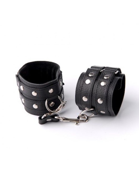 Чёрные наручники с клёпками - Sitabella - купить с доставкой в Красногорске