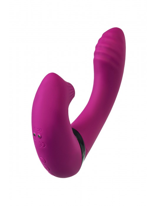 Фиолетовый поворотный вибратор c вакуумной стимуляцией Spinser - 23 см. - JOS