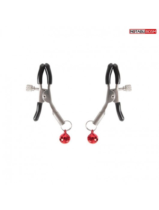 Серебристые зажимы на соски с шариками - Notabu - купить с доставкой в Красногорске