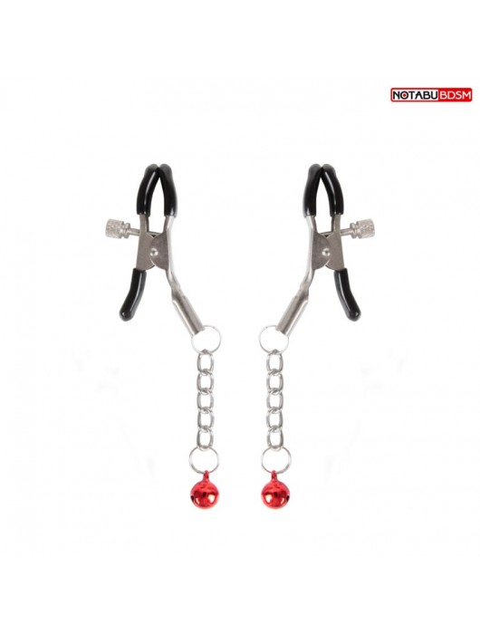 Серебристые зажимы на соски с шариками на цепочках - Notabu - купить с доставкой в Красногорске