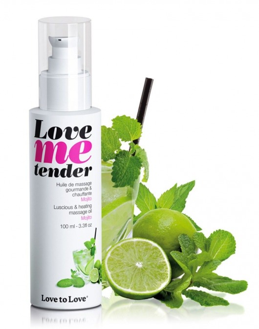 Съедобное согревающее массажное масло Love Me Tender Mojito с ароматом мохито - 100 мл. - Love to Love - купить с доставкой в Красногорске
