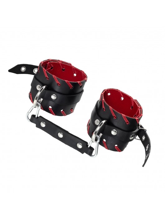 Черно-красные оковы из натуральной кожи - Pecado - купить с доставкой в Красногорске