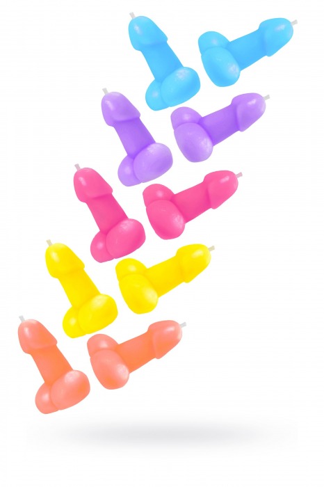 Набор из 10 разноцветных свечей в форме пениса - Pecado - купить с доставкой в Красногорске