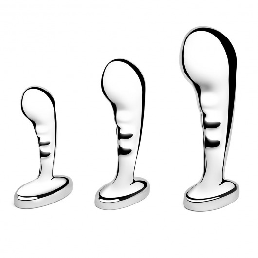 Набор из 3 стальных стимуляторов простаты Stainless Steel P-spot Training Set - b-Vibe - в Красногорске купить с доставкой