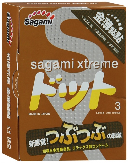 Презервативы Sagami Xtreme FEEL UP с точечной текстурой и линиями прилегания - 3 шт. - Sagami - купить с доставкой в Красногорске