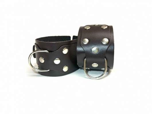 Коричневые кожаные наручники Sex Game - БДСМ Арсенал - купить с доставкой в Красногорске