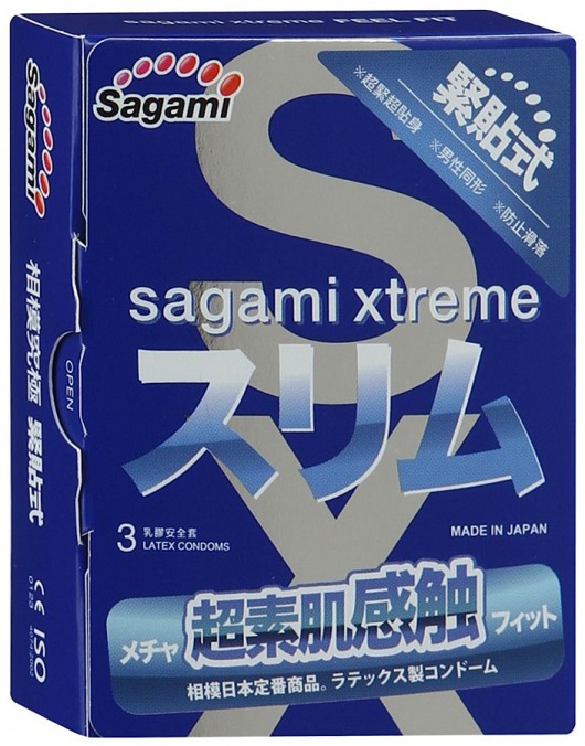 Розовые презервативы Sagami Xtreme FEEL FIT 3D - 3 шт. - Sagami - купить с доставкой в Красногорске