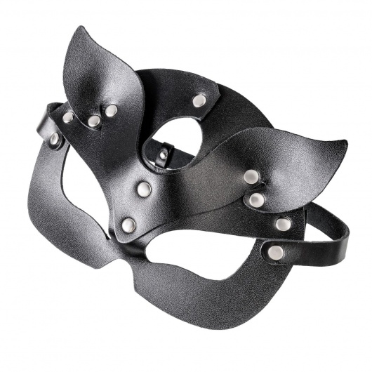 Черная кожаная рельефная маска кошки - Pecado - купить с доставкой в Красногорске