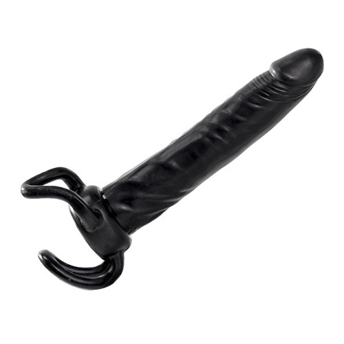 Чёрная насадка-фаллос для двойного проникновения INFLATABLE DILDO SLIM DONG  - 13,5 см. - Toyz4lovers - в Красногорске купить с доставкой