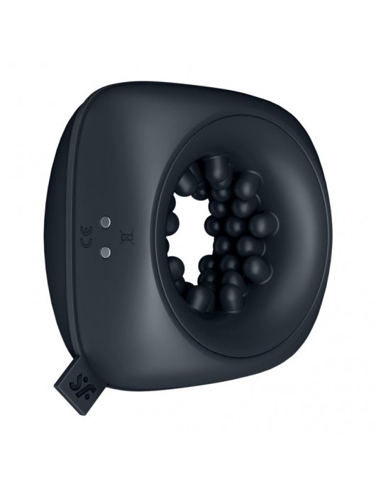 Черный мужской вибромассажер Ring Stroker - Satisfyer - в Красногорске купить с доставкой