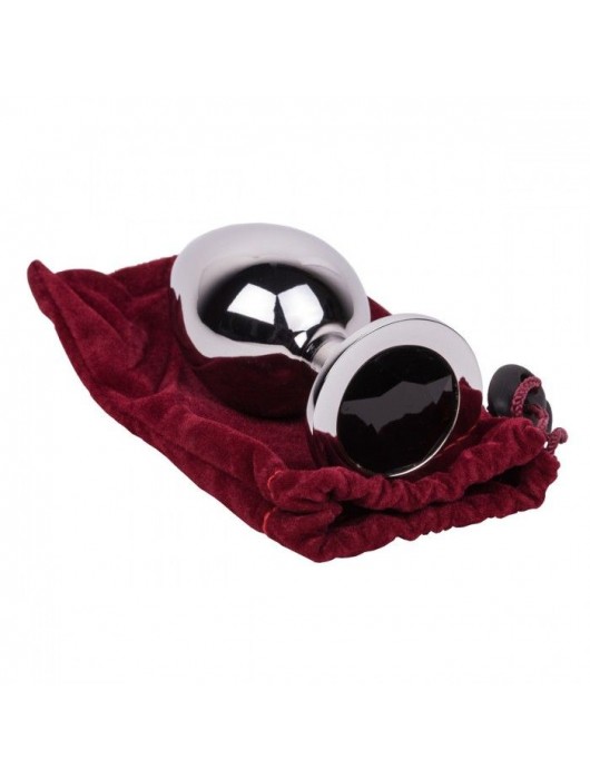 Большой стальной плаг с черным кристаллом Black Rave - 9,5 см. - Erotic Fantasy - купить с доставкой в Красногорске