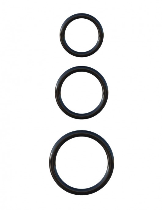 Набор из трех черных эрекционных колец Silicone 3-Ring Stamina Set - Pipedream - в Красногорске купить с доставкой