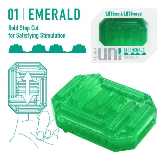 Зеленый мастурбатор-стимулятор Tenga Uni Emerald - Tenga - в Красногорске купить с доставкой