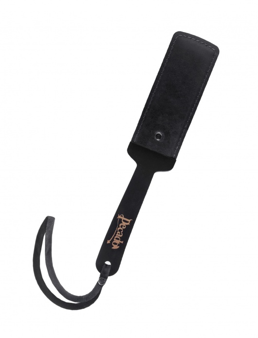 Черный твердый пэддл из натуральной кожи и дерева - 33 см. - Pecado - купить с доставкой в Красногорске